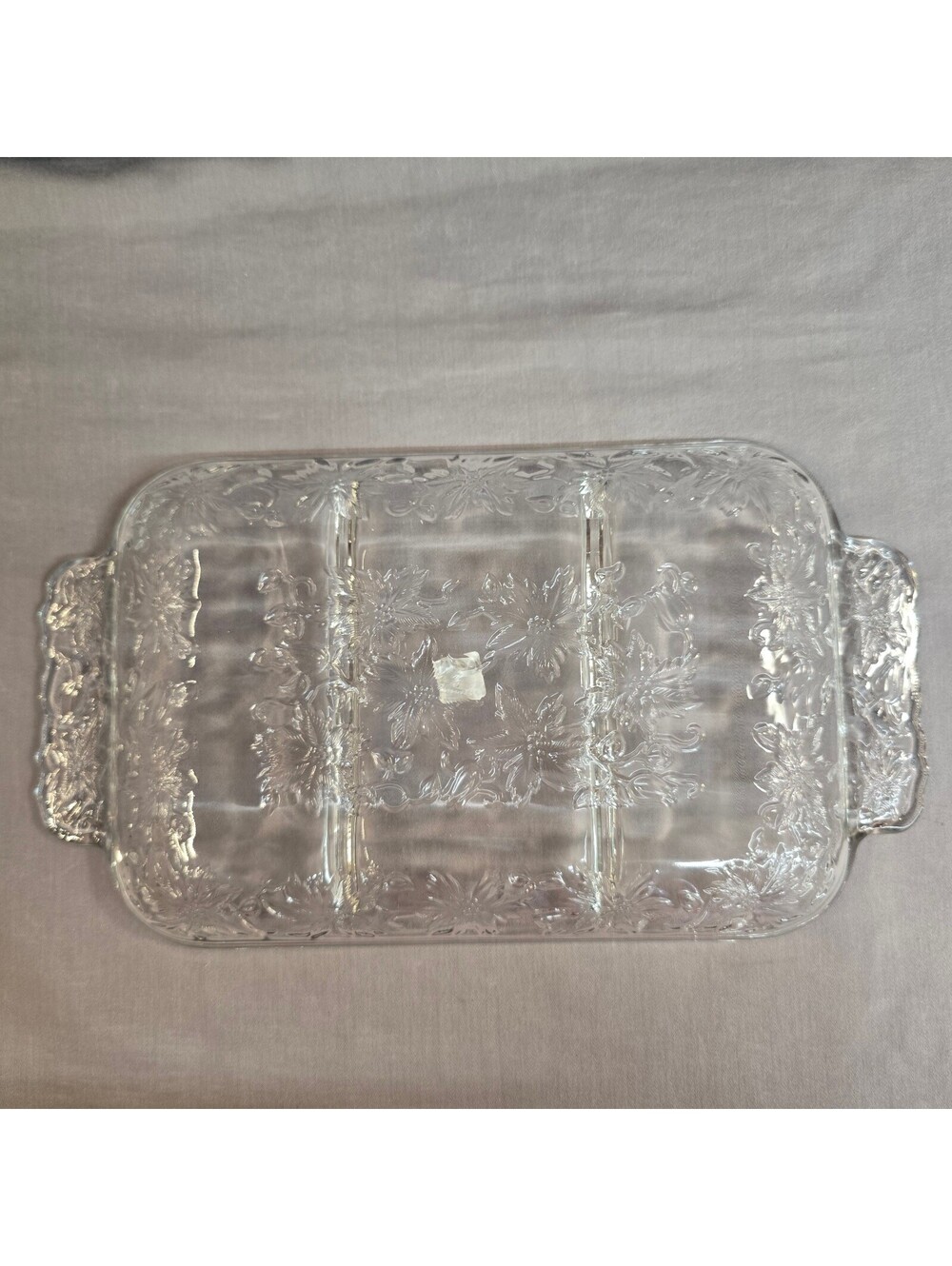 Princess House Fantasia 3 Section Divided Crystal Relish Tray Serving Platter